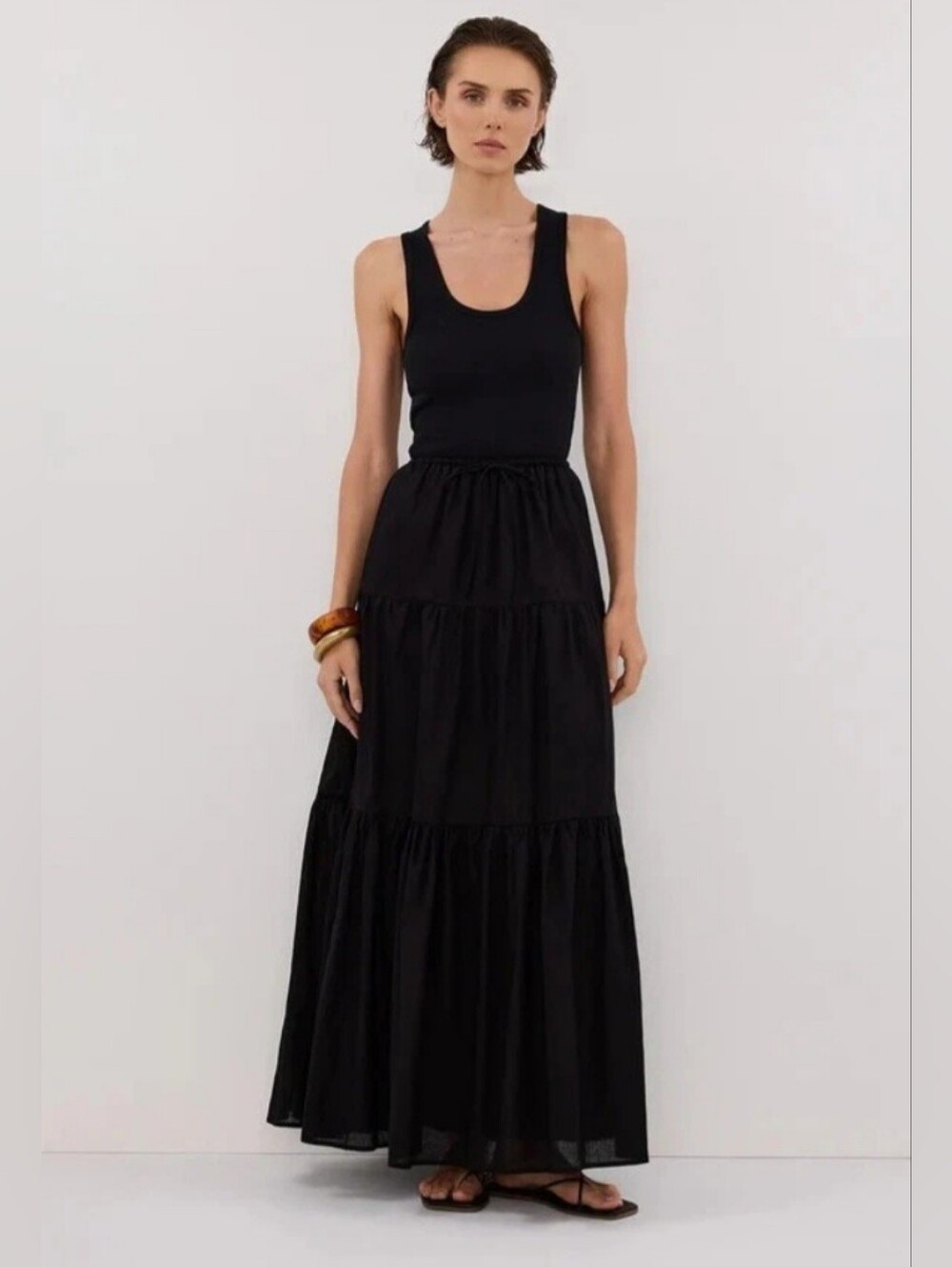 DISSH Black Tiered Maxi Skirt